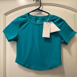 Buffbunny crop tee blue/green